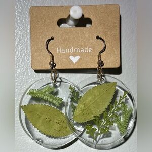 Handmade Green Leaf Earrings